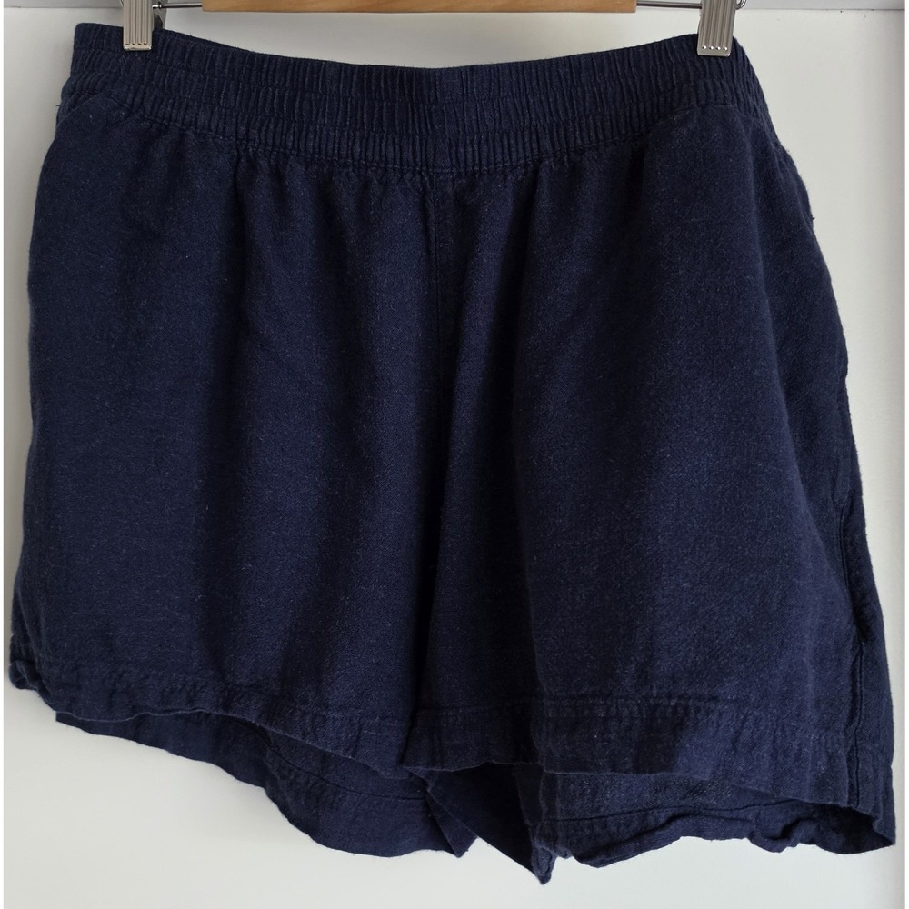 Old Navy Women XL Bermuda Shorts Dark Blue Solid Casual Coastal Linen